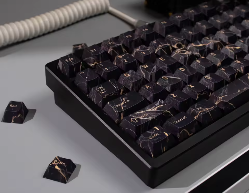 Black & Gold marble Keycaps